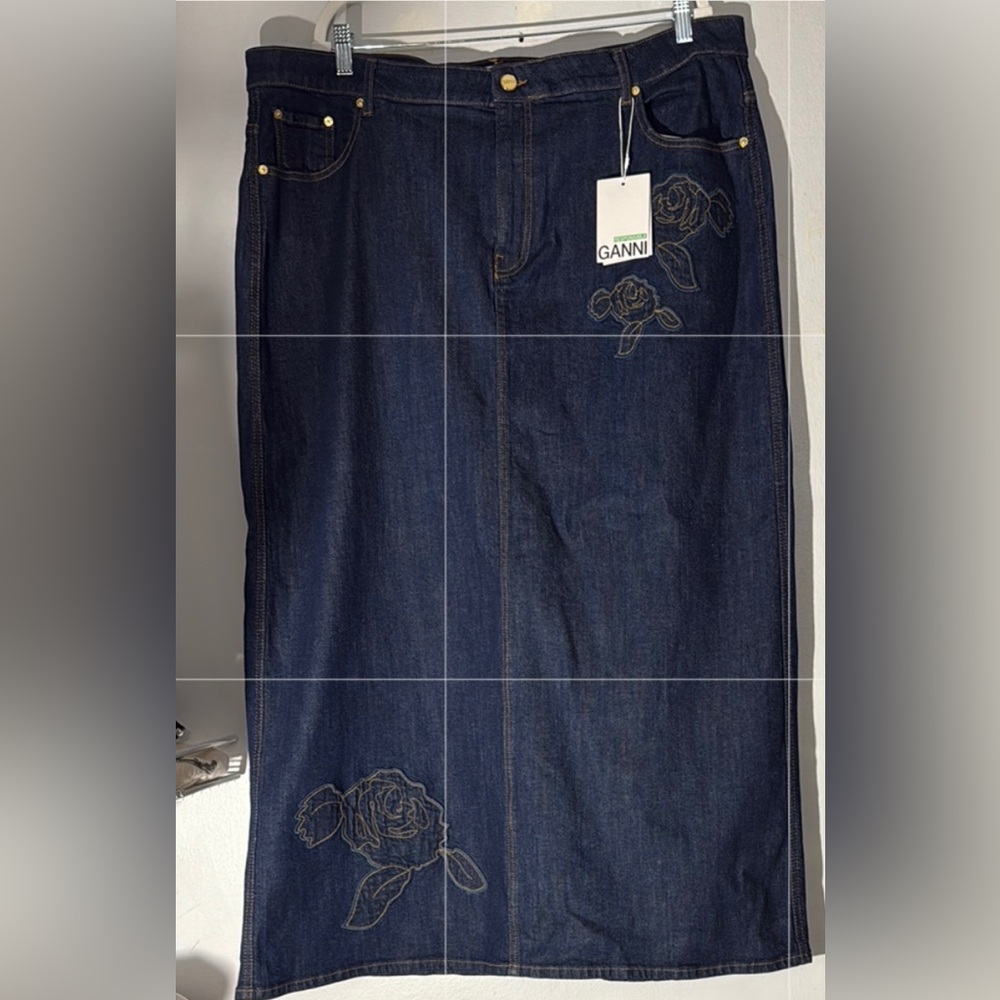 NWT GANNI Rinse Rose Denim Maxi Skirt euro 52 us L to XL - Picture 4 of 9